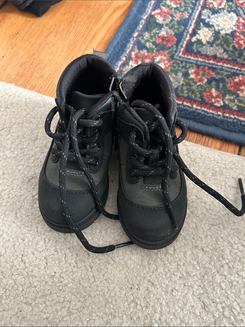 Cat & Jack Black and Gray Kids Lace-Up Boots